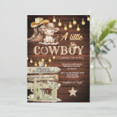 Wood Cowboy Boots & Cactus Baby Shower 招待状 (スタンド正面)