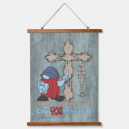 Wood Cross Cuz You Matter John 14 Tシャツ 吊り下げ型タペストリー