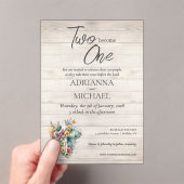 Wood Cross Floral Christian Two Become One アクリル招待状 (インサイチュ (ポータブル))