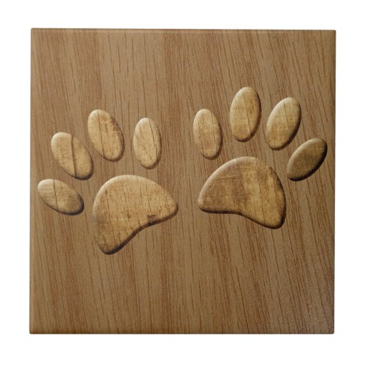 Wood Dog Paw Prints タイル (正面)