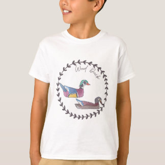 Wood Duck鳥種ロゴバードウォッチングデカル Tシャツ