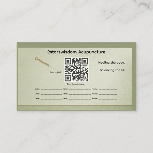 Wood Element Minimalist Acupuncture Business Card 名刺 (裏面)
