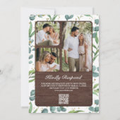 Wood Eucalyptus Photo Collage QR Code Wedding 招待状 (裏面)
