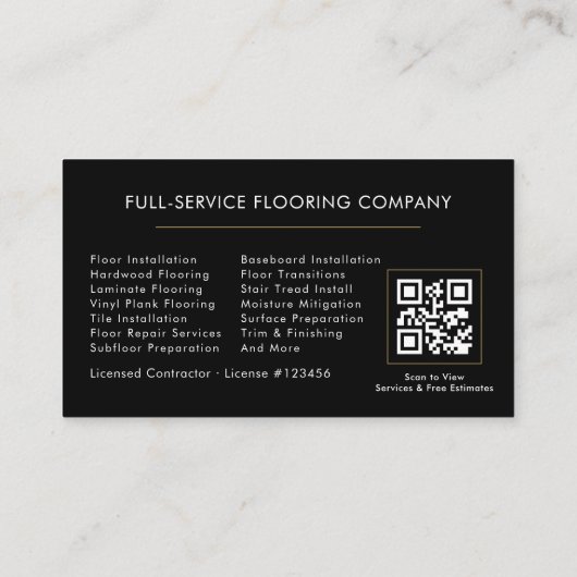 Wood Flooring Contractor Photo QR Code 名刺 (裏面)