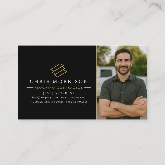 Wood Flooring Contractor Photo QR Code 名刺 (正面)