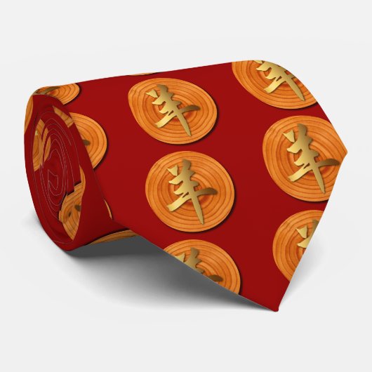 Wood Goat Ram Chinese Year Zodiac Tie ネクタイ (ロール)