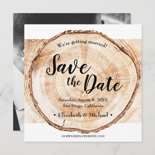 Wood Grain素朴は写真の日付を保存 (正面/裏面)