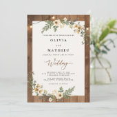 Wood Grain Bloom String Lights Wedding 招待状 (スタンド正面)