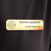 Wood-grain Gold-2 Magnetic Name Badge 名札