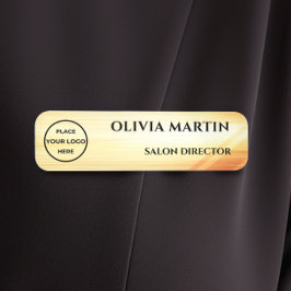Wood-grain Gold-2 Magnetic Name Badge 名札