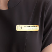 Wood-grain Gold-3 Magnetic Name Badge 名札