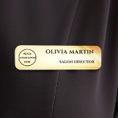 Wood-grain Gold-3 Magnetic Name Badge 名札