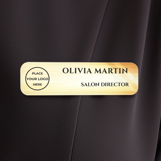 Wood-grain Gold-3 Magnetic Name Badge 名札