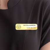 Wood-grain Gold Magnetic Name Badge 名札