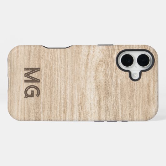 Wood Grain Phone Case | Personalized Monogram iPhoneケース (裏面横)