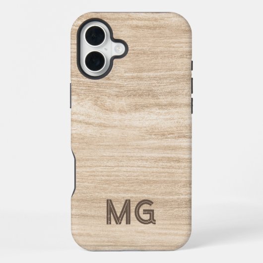 Wood Grain Phone Case | Personalized Monogram iPhoneケース (裏面)