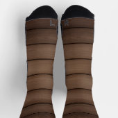 Wood Grain Striped Brown Abstract Fashion Art ソックス (上部)