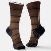 Wood Grain Striped Brown Abstract Fashion Art ソックス (傾斜あり)