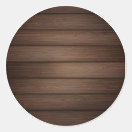 Wood Grain Striped Brown Abstract Fashion Art ラウンドシール