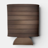Wood Grain Striped Brown Abstract Fashion Art 缶クーラー (裏面)