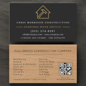 Wood Handyman Construction Black Gold QR Code 名刺