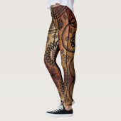 Wood Henna Tattoo - Power Yoga Leggings レギンス (左)
