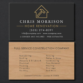 Wood Home Improvement Black Gold QR Code 名刺