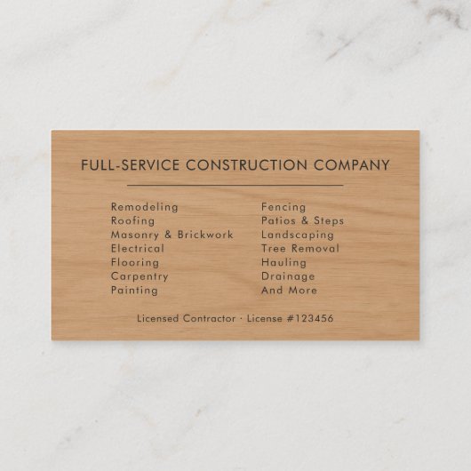 Wood Home Improvement Black Gold QR Code 名刺 (裏面)