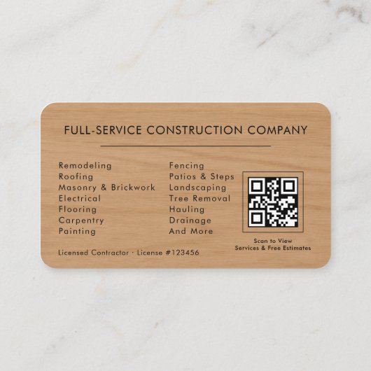 Wood Home Improvement QR Code  名刺 (裏面)
