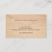 Wood IIのHandyman、Carpenter、Builderロゴ 名刺 (裏面)