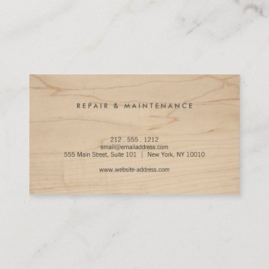 Wood IIのHandyman、Carpenter、Builderロゴ 名刺 (裏面)