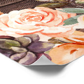 Wood Lace, Lights, Blush & Peach Floral Welcome ポスター (角)