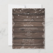 Wood & Lace String Light Rustic Wedding Invitation (正面)