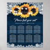 Wood Lace Sunflower Navy Blue  Seating Chart ポスター (正面)