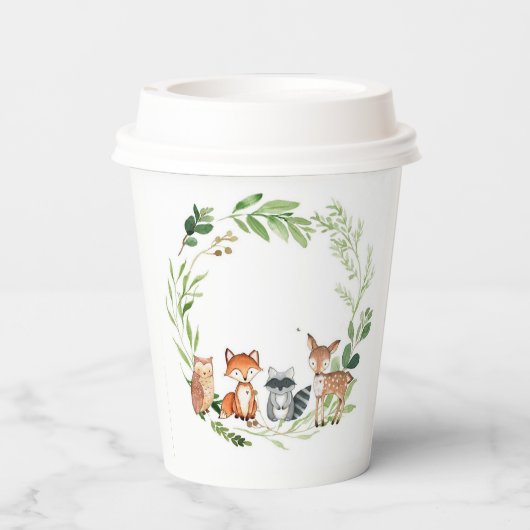 wood land animals greenery design 紙コップ (裏面)