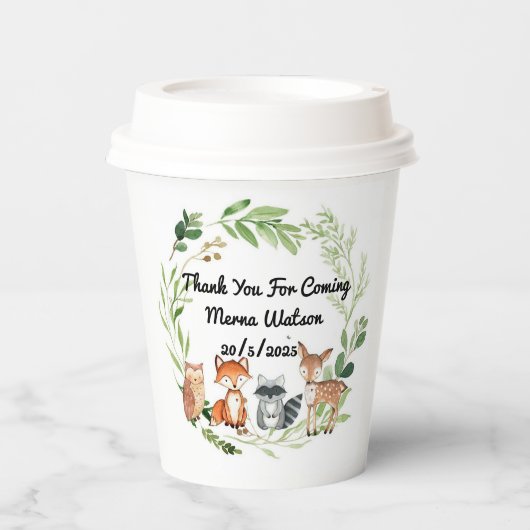 wood land animals greenery design 紙コップ (正面)