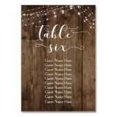 Wood & Lightsテーブル6ゲスト名付きカード テーブルナンバー (裏面)