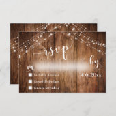 Wood & Lights素朴と書道RSVP結婚付き 出欠カード (正面/裏面)