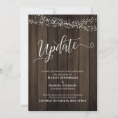 Wood & Lights素朴の更新カー結婚ドを延期 招待状 (正面)