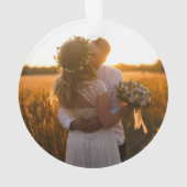 Wood Lights素朴フォト初めてのクリスマス結婚した オーナメント (裏面)