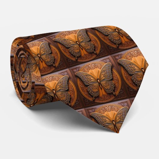 Wood Look Butterfly ネクタイ (ロール)