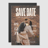 Wood Magazine素朴 Photo Save The Date 結婚's マグネット招待状 (正面/裏面)