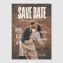 Wood Magazine素朴 Photo Save The Date 結婚's マグネット招待状
