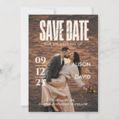 Wood Magazine素朴 Photo Save The Date 結婚's 招待状 (正面)