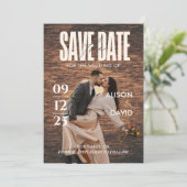 Wood Magazine素朴 Photo Save The Date 結婚's 招待状 (スタンド正面)