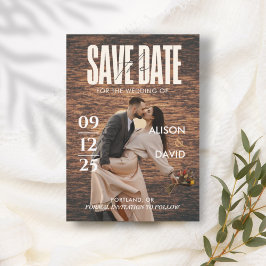 Wood Magazine素朴 Photo Save The Date 結婚's 招待状