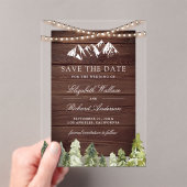 Wood Mountain Forest Photo Wedding Save the Date アクリル招待状 (インサイチュ (ポータブル))