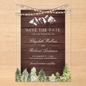 Wood Mountain Forest Photo Wedding Save the Date アクリル招待状 (正面)