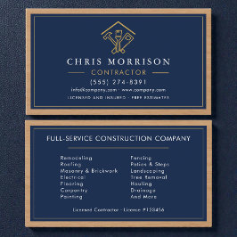 Wood Navy Blue Home Improvement Building 名刺