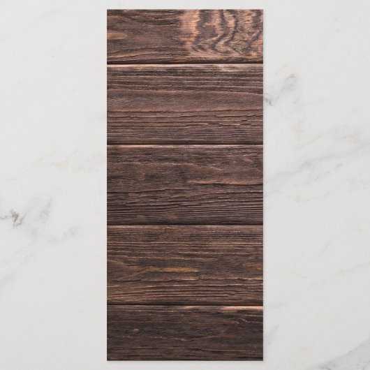 Wood Oak素朴のメ結婚ニューパーソナライズされたカード メニュー (裏面)